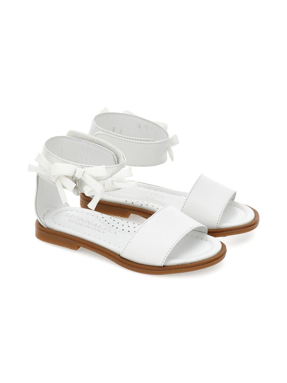 Sandali per bambina Monnalisa bianchi con decorazione fiocchi - Rubino Kids