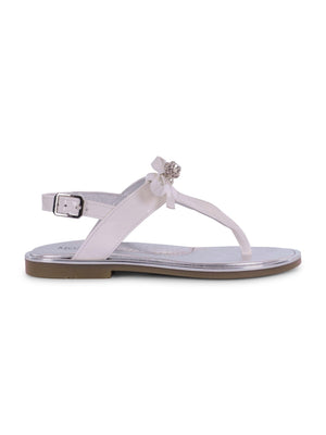 Sandali per bambina Monnalisa bianchi con dettaglio fiocco