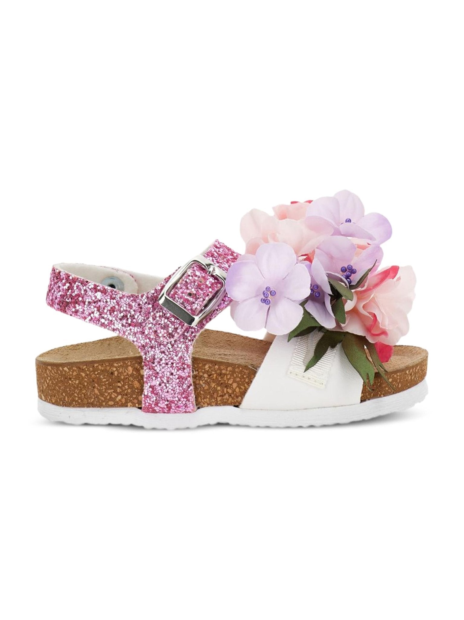 Sandali per bambina Monnalisa bianco e rosa con dettaglio glitter - Rubino Kids