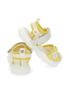 Sandali per bambina Monnalisa gialli con applicazione con fiori - Rubino Kids