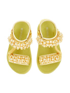 Sandali per bambina Monnalisa gialli con applicazioni a perline - Rubino Kids