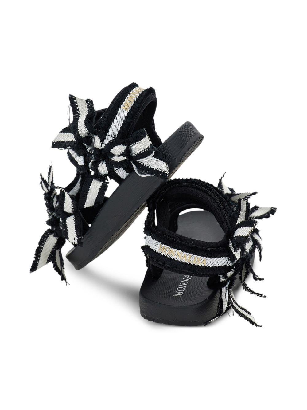 Sandali per bambina Monnalisa nero a righe - Rubino Kids