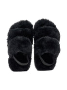 Sandali per bambina Monnalisa nero in pelliccia sintetica - Rubino Kids