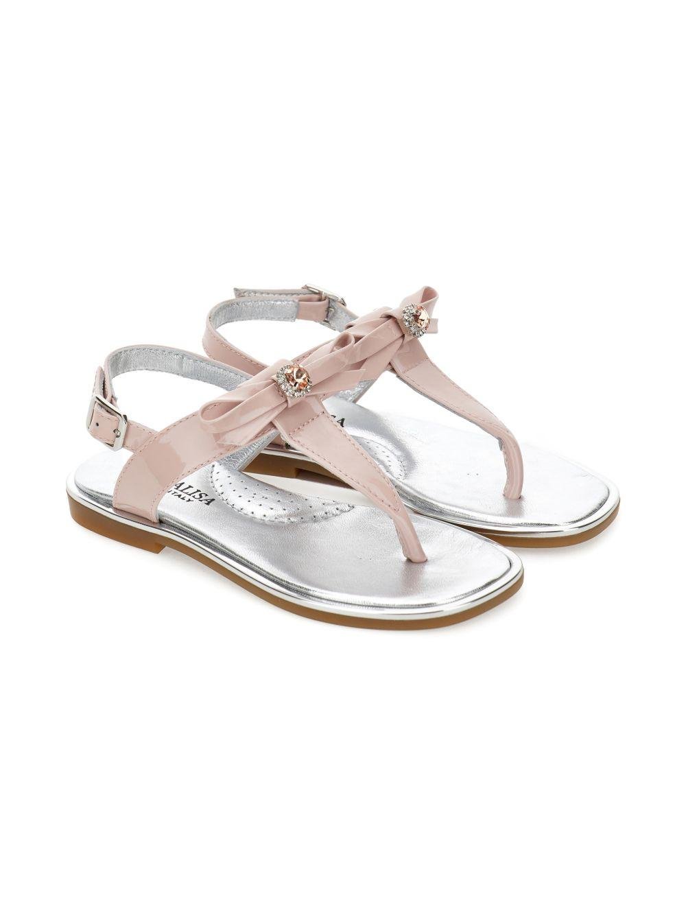 Sandali per bambina Monnalisa rosa con cinturino a T e fiocco - Rubino Kids