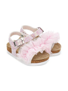 Sandali per bambina Monnalisa rosa con ruches - Rubino Kids
