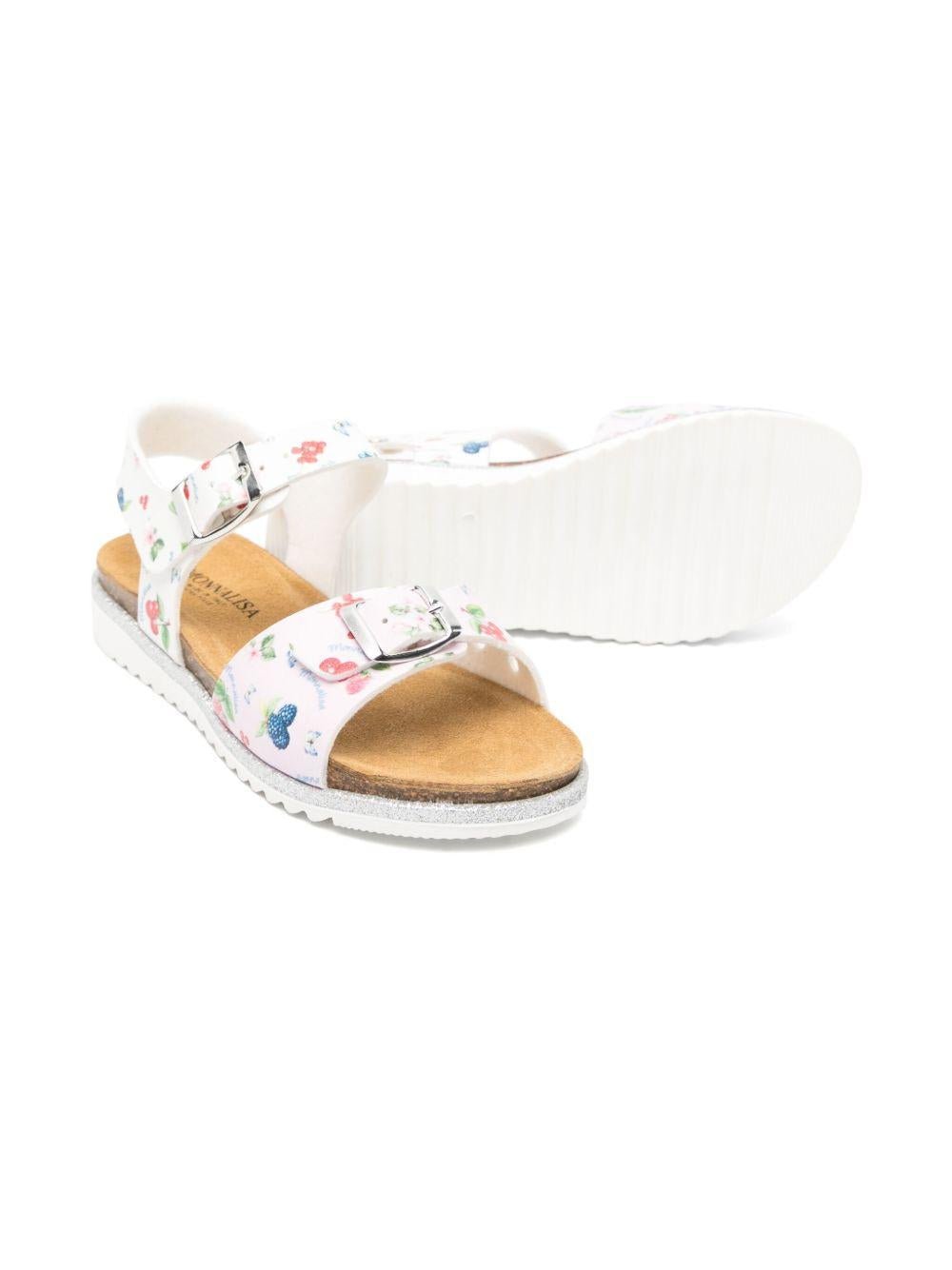 Sandali per bambina Monnalisa rosa con stampa frutta all - over - Rubino Kids