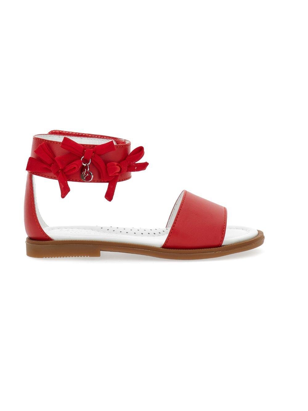 Sandali per bambina Monnalisa rossi con dettagli fiocchi - Rubino Kids