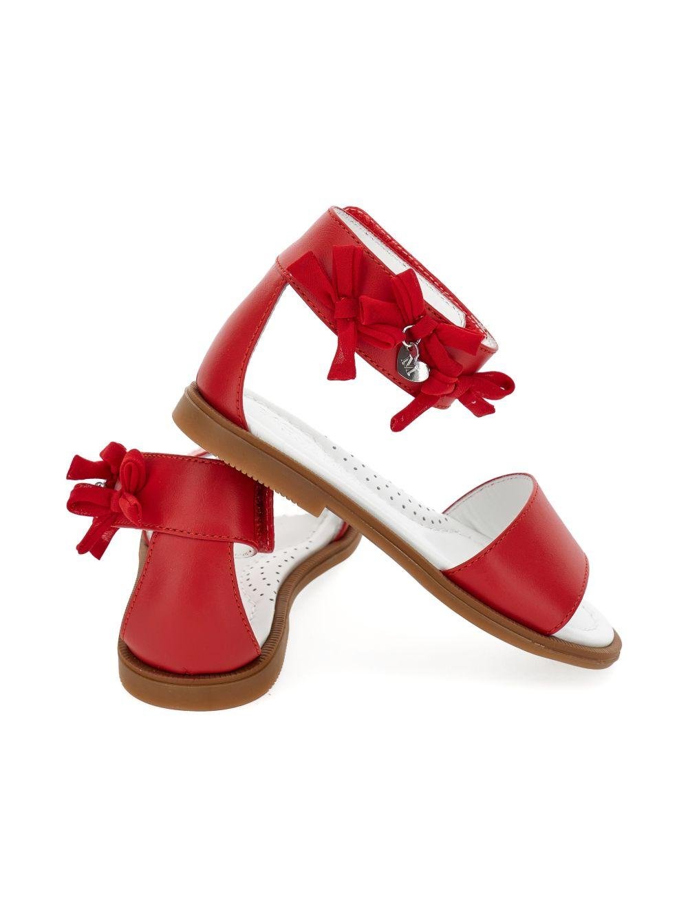 Sandali per bambina Monnalisa rossi con dettagli fiocchi - Rubino Kids