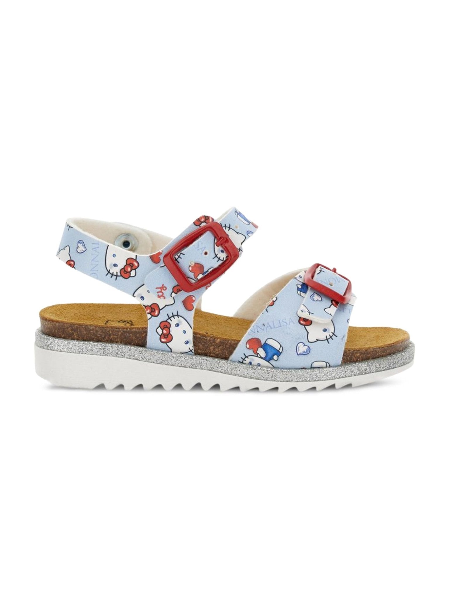 Sandali per bambina Monnalisa x Hello Kitty azzurro con fibbia - Rubino Kids