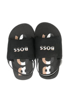Sandali per bambino Boss Kids nero con dettaglio logo - Rubino Kids