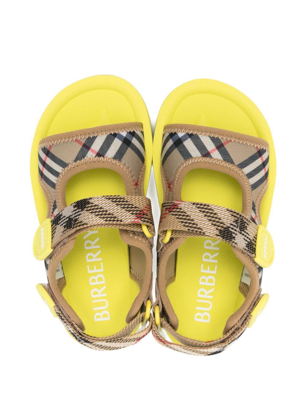 Sandali per bambino Burberry Kids beige con motivo Vintage Check - Rubino Kids