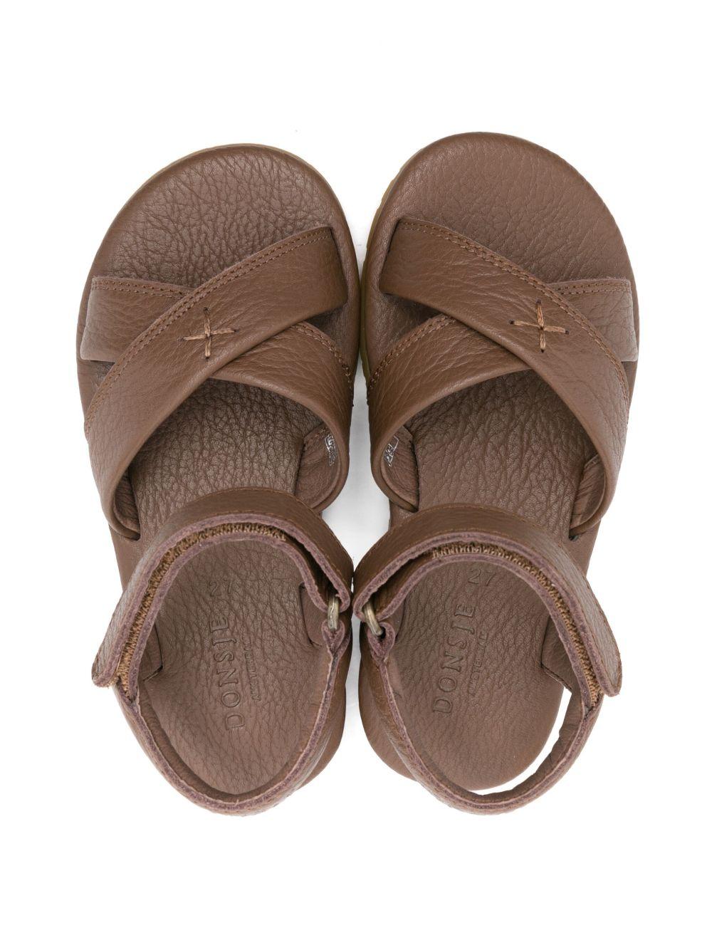 Sandali per bambino Donsje Otis marrone con chiusura frontale con strappo - Rubino Kids
