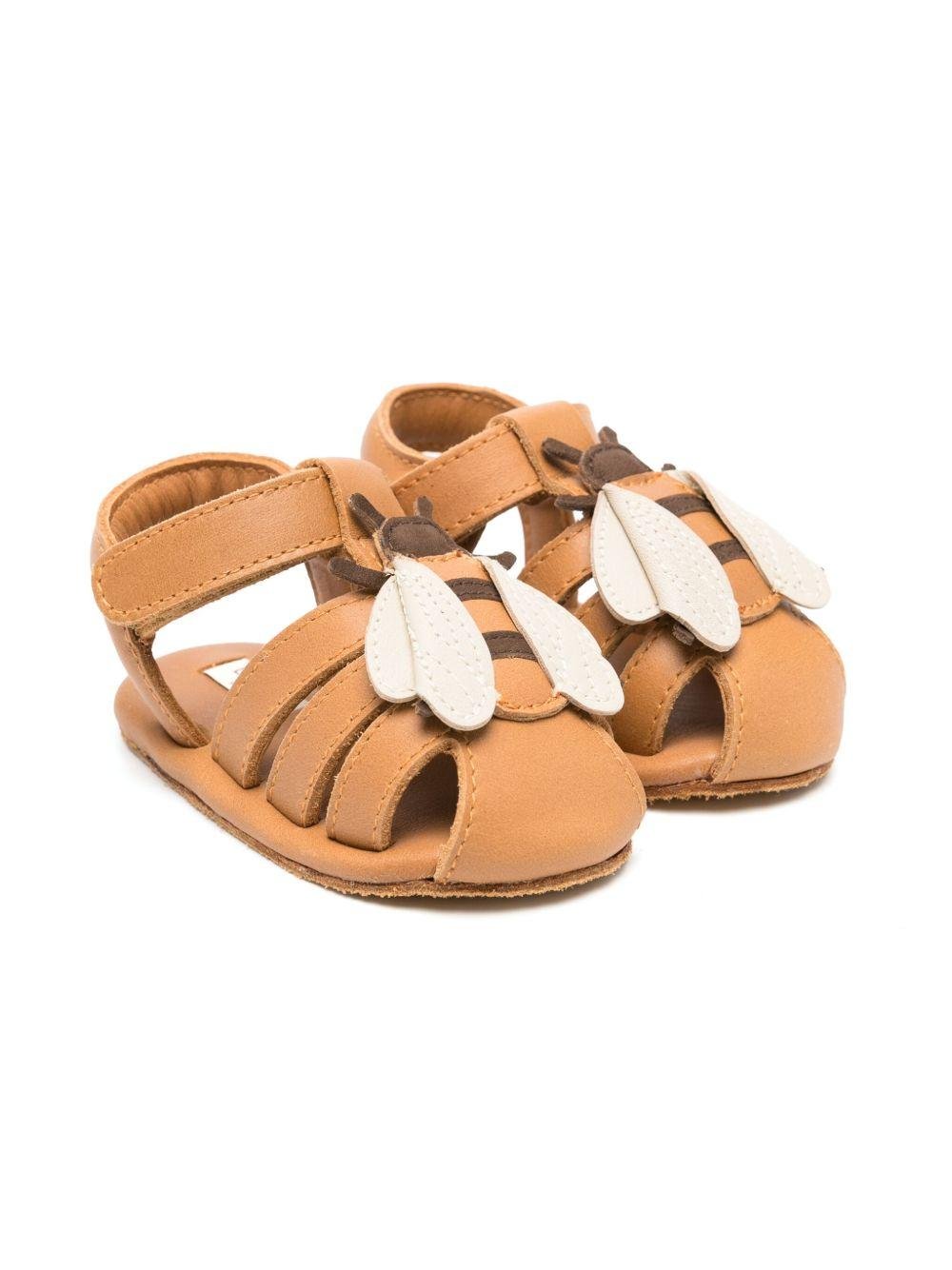 Sandali per neonata Donsje Duni Sky marrone con chiusura frontale con strappo - Rubino Kids