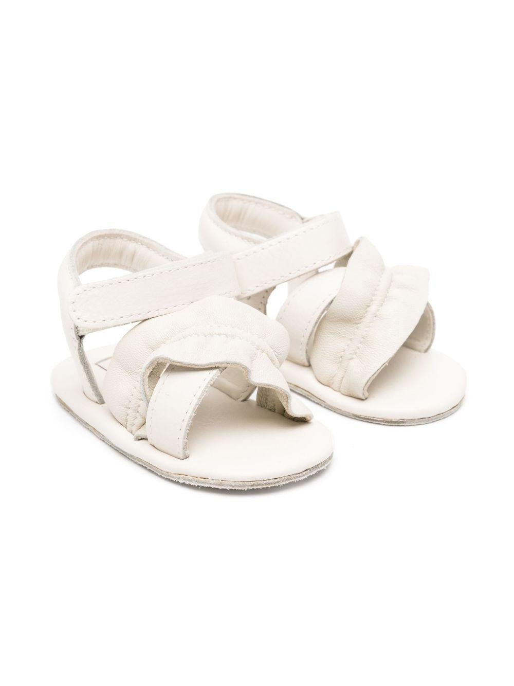 Sandali per neonata Donsje Miene bianco con chiusura frontale a strappo - Rubino Kids