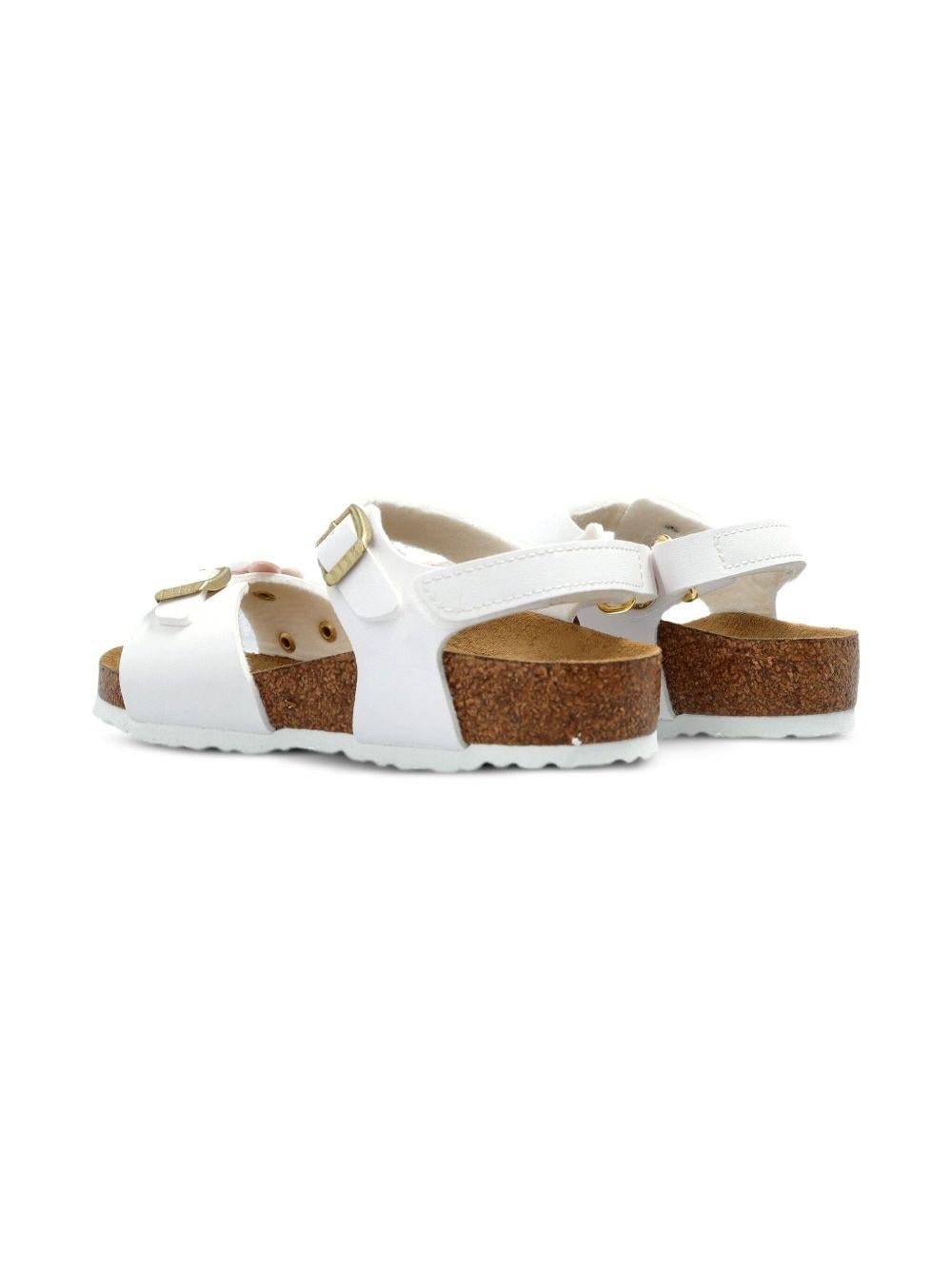 Sandali Rio per bambina Birkenstock Kids bianca con dettaglio applicazione fiore - Rubino Kids