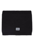 Scaldacollo per bambino Boss Kids nero con applicazione frontale con logo - Rubino Kids