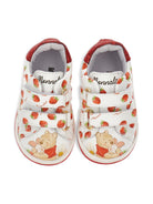 Scarpe per bambina Monnalisa bianche con stamapa grafica fragole all - over - Rubino Kids