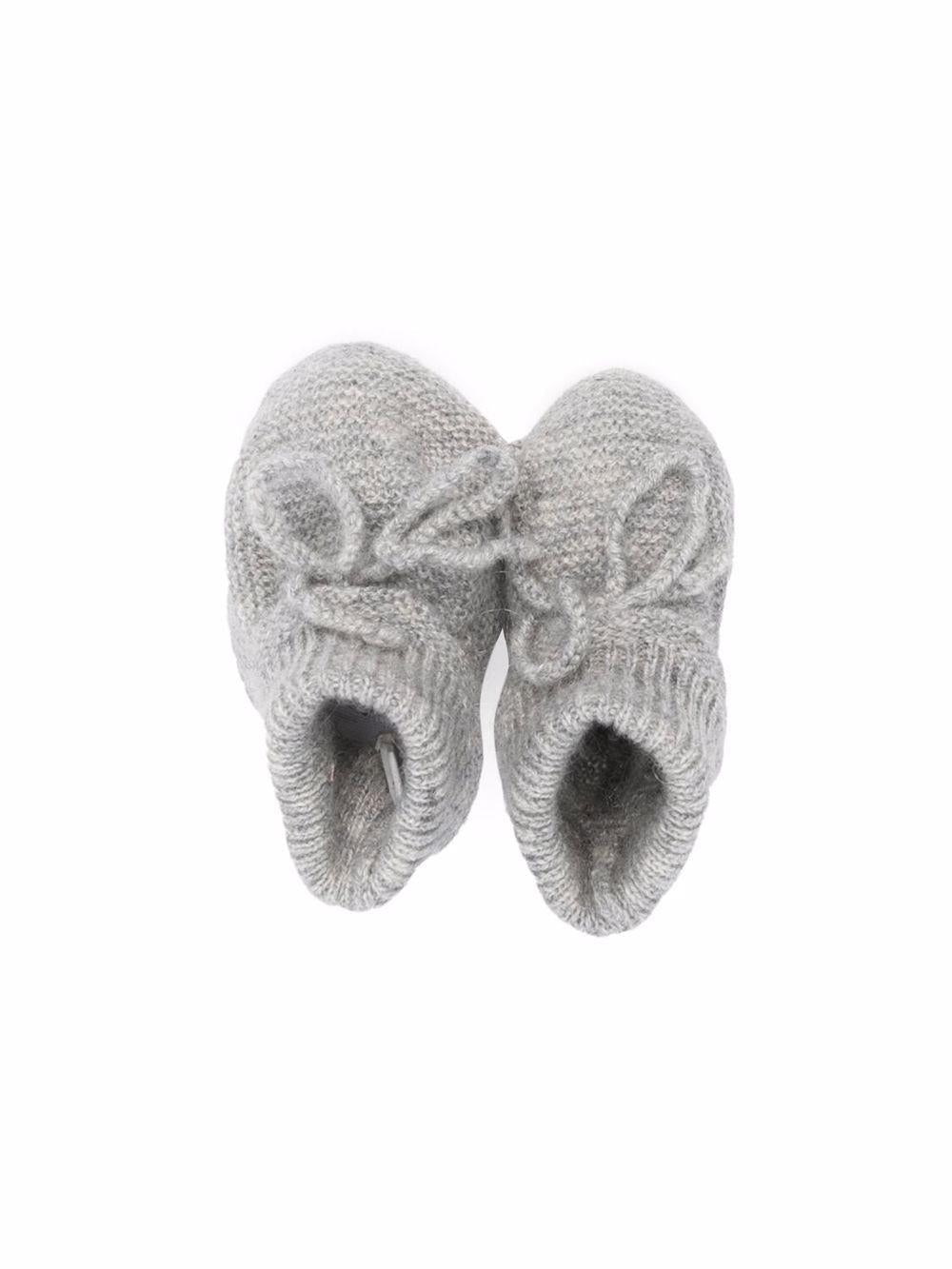 Scarpe primi passi per neonata Bonpoint grigio con fiocco - Rubino Kids