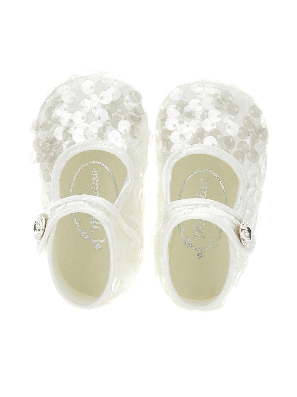 Scarpe primi passi per neonata Monnalisa bianche con paillettes - Rubino Kids