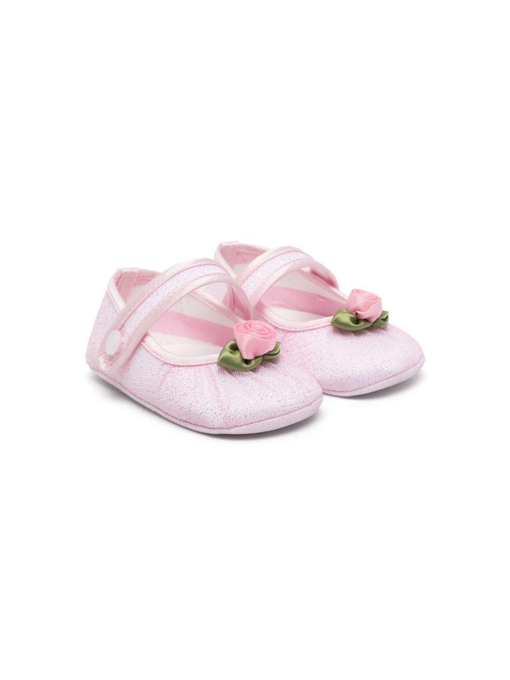 Scarpe primi passi per neonata Monnalisa rosa con fiore - Rubino Kids
