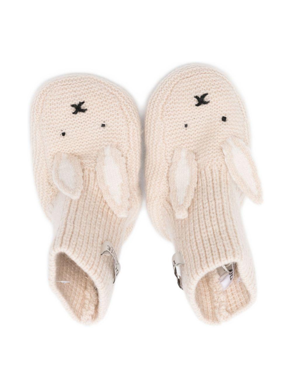 Scarpe primi passi per neonati Donsje beige a forma di coniglio - Rubino Kids