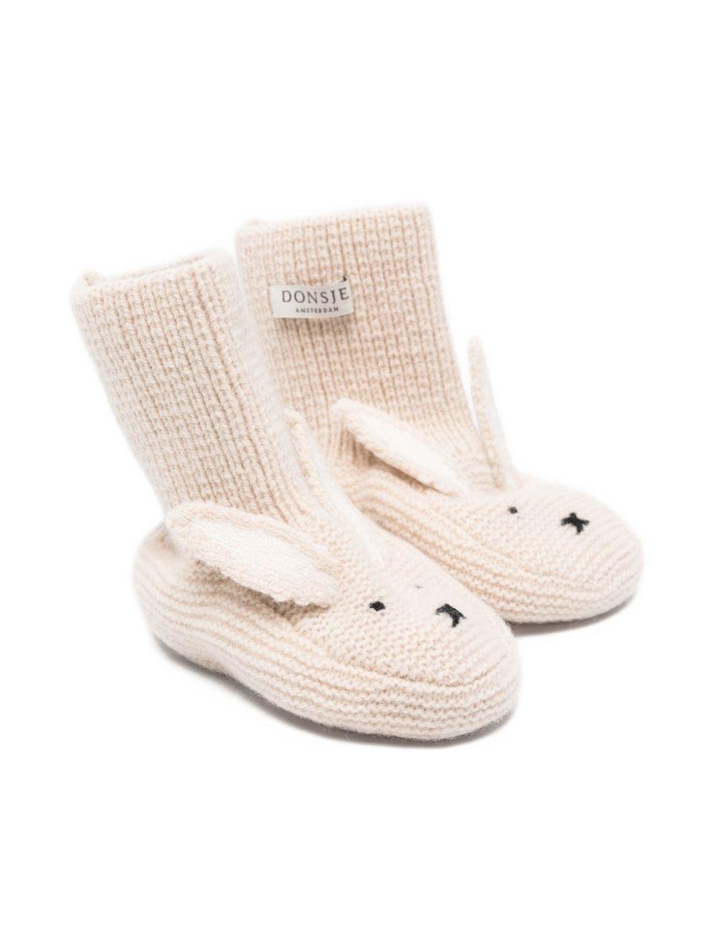 Scarpe primi passi per neonati Donsje beige a forma di coniglio - Rubino Kids