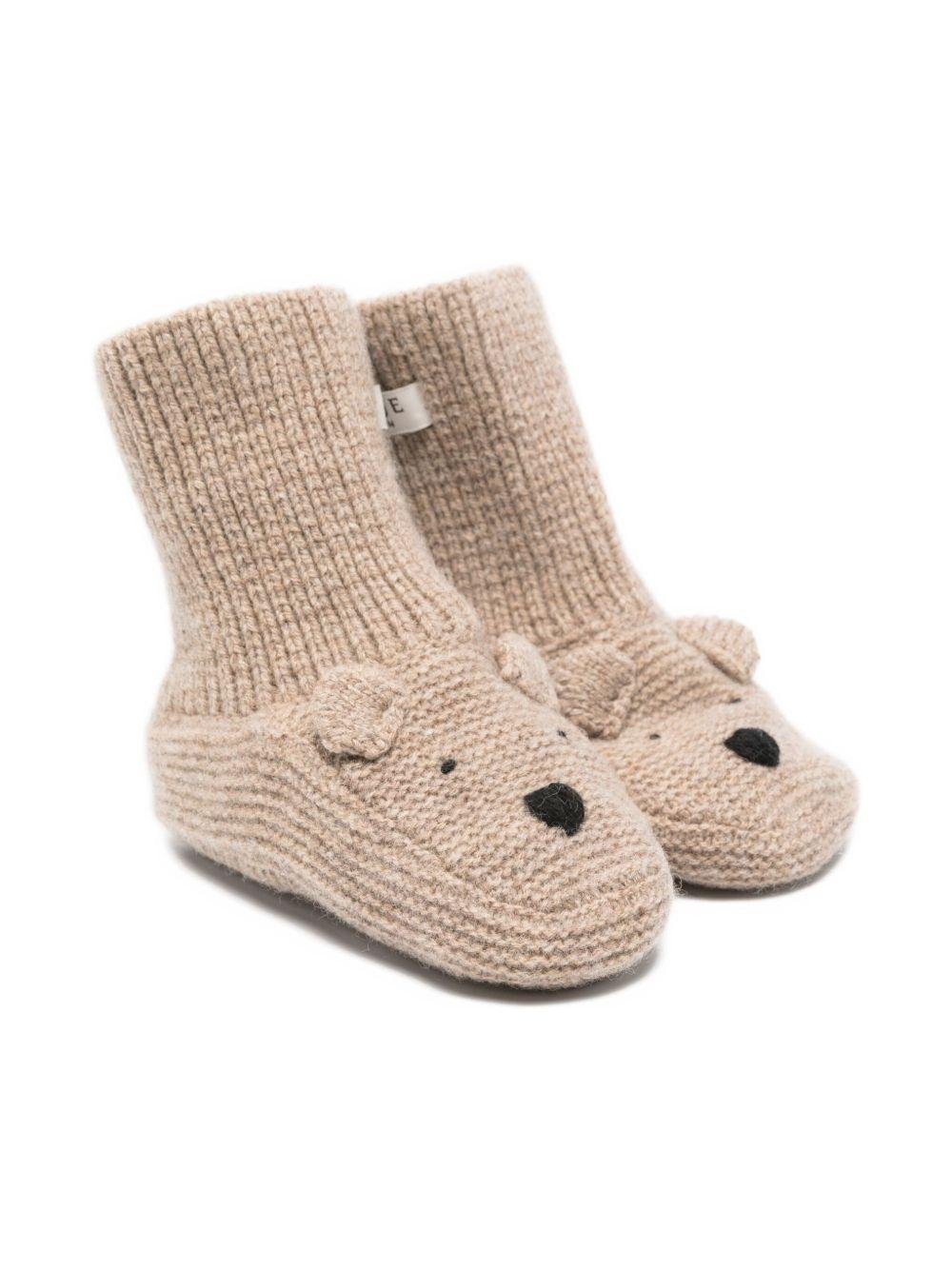 Scarpe primi passi per neonati Donsje beige con muso di orso - Rubino Kids