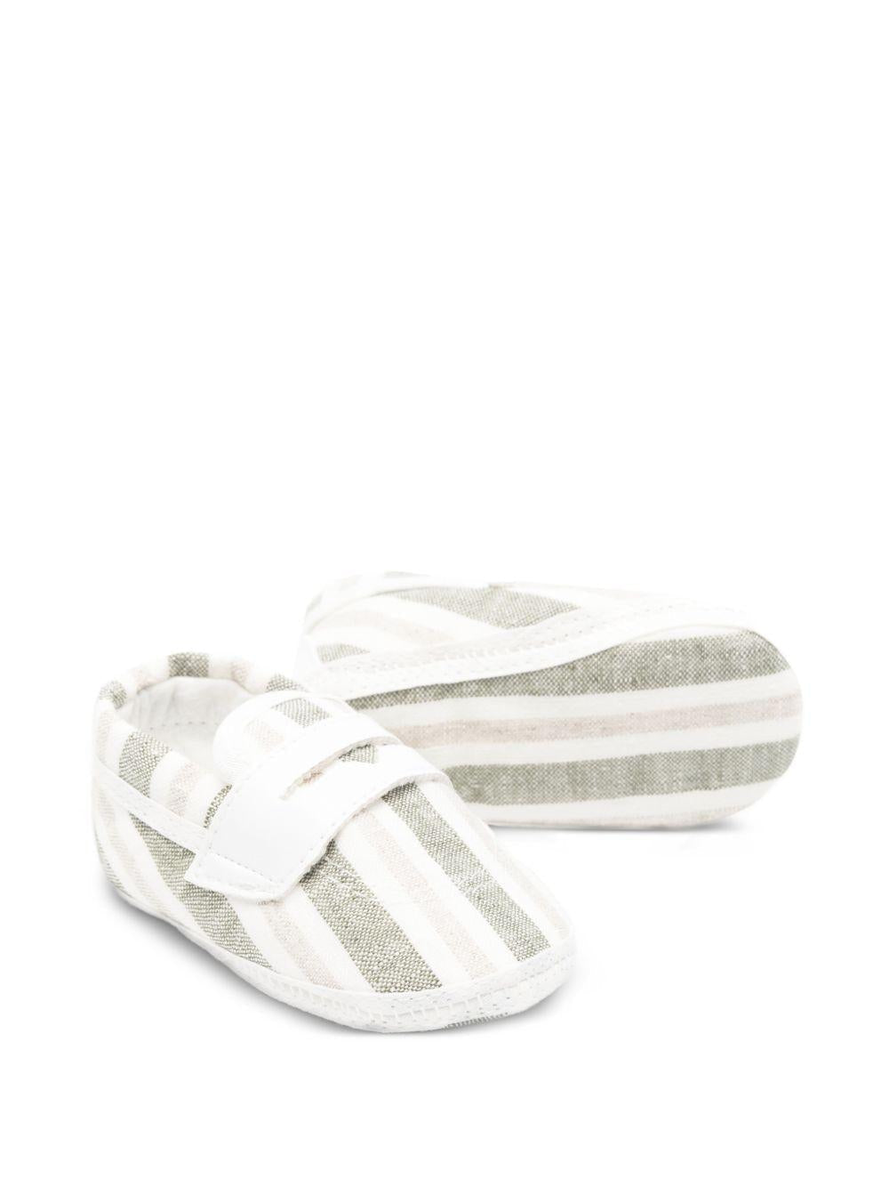 Scarpe primi passi per neonato Colorichiari bianco e verde a righe - Rubino Kids