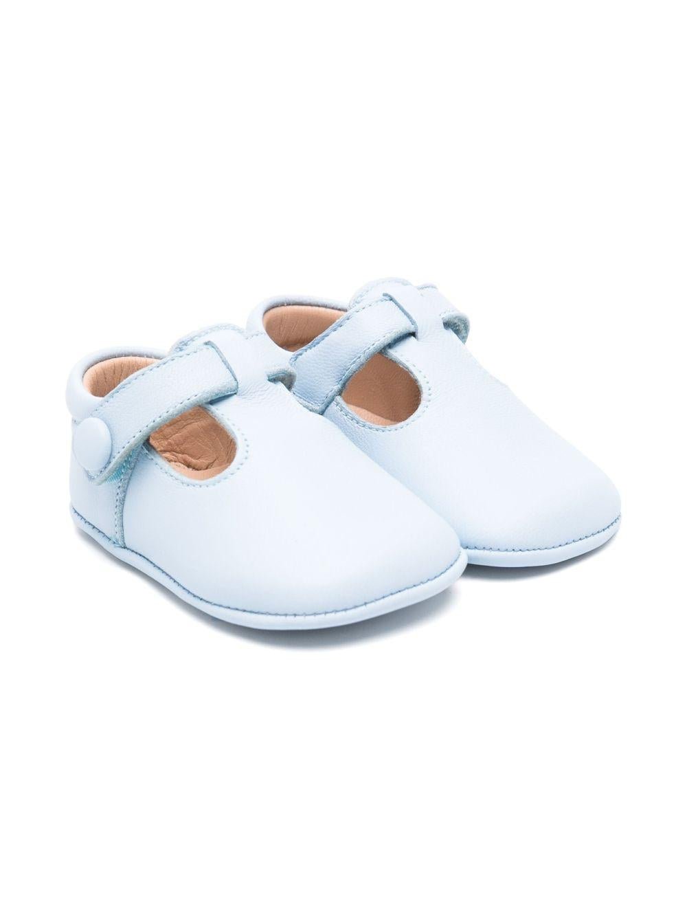 Scarpe primi passi per neonato eli1957 azzurro con soletta in pelle con logo - Rubino Kids
