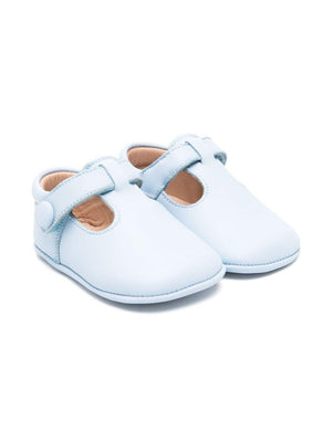 Scarpe primi passi per neonato eli1957 azzurro con soletta in pelle con logo