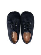 Scarpe primi passi per neonato Eli1957 blu in pelliccia con lacci - Rubino Kids