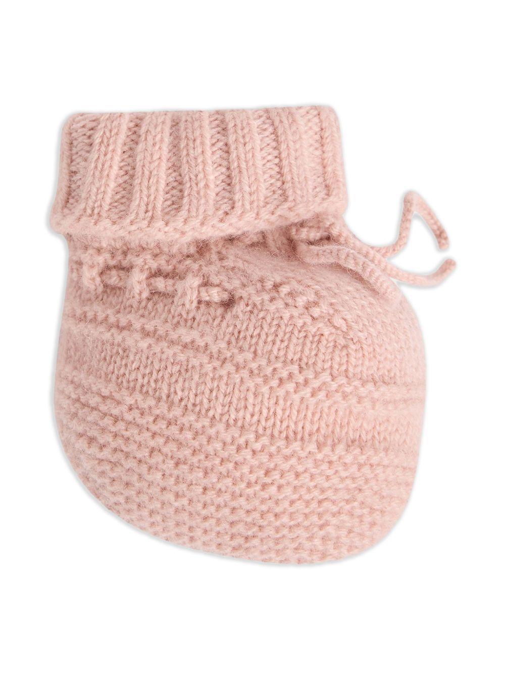 Scarpe primi passi Telse per neonata Bonpoint rosa a maglia intrecciata - Rubino Kids