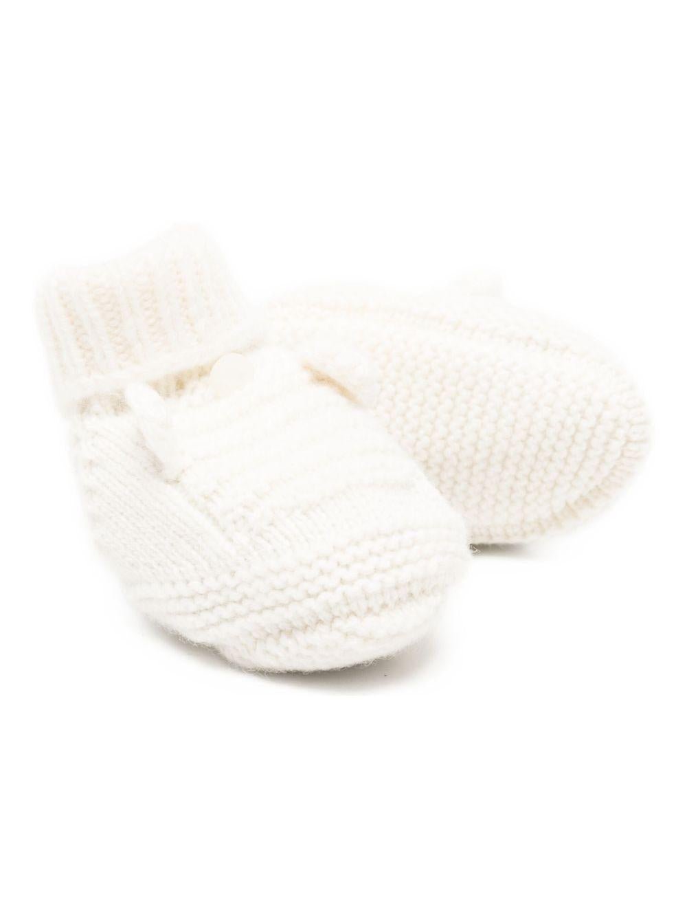 Scarpette primi passi per neonati Tartine Et Chocolat bianche con dettaglio pompon - Rubino Kids