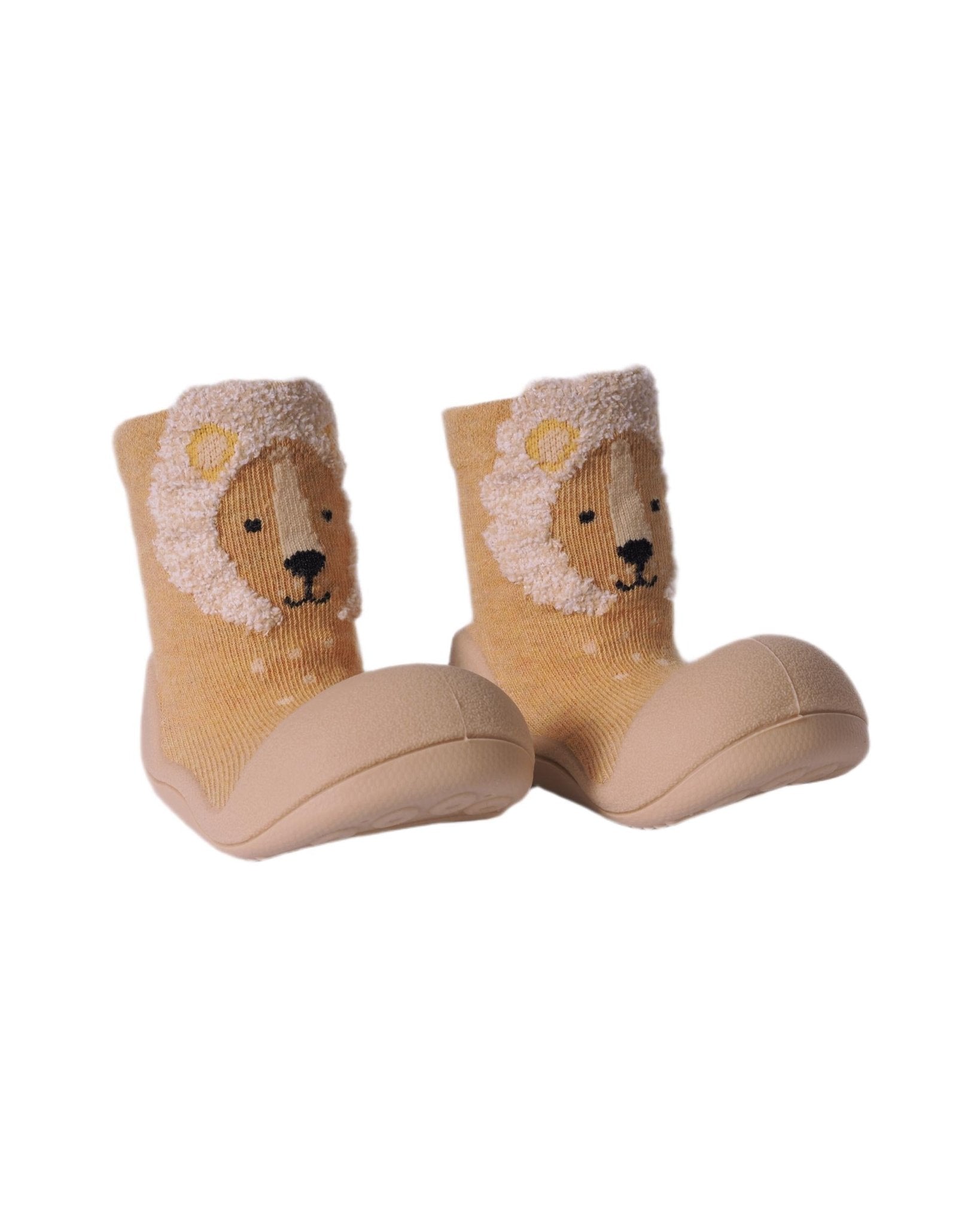 Scarpine primi passi per neonati Attipas arancioni con motivo leone ricamato - Rubino Kids