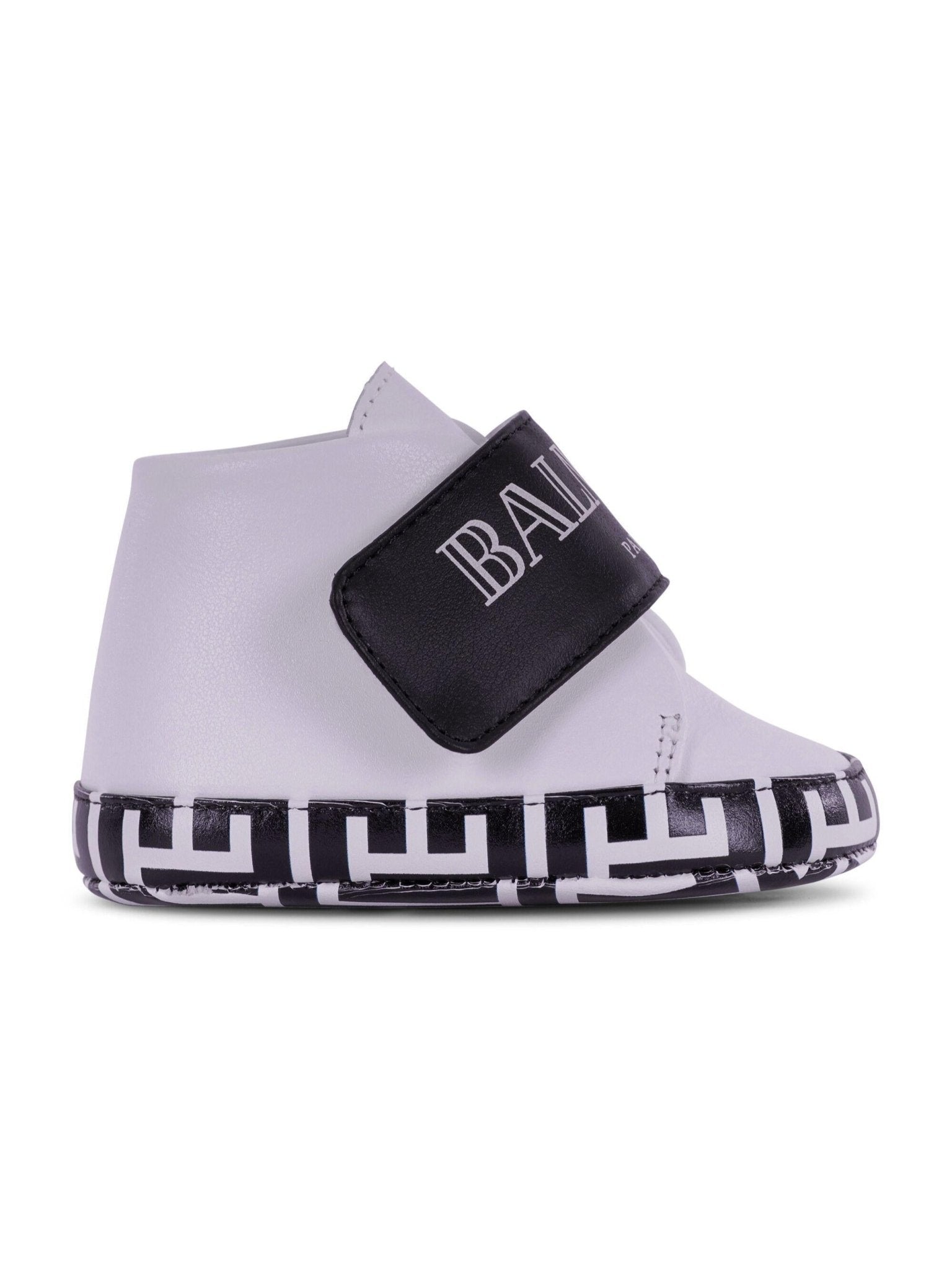 Scarpine primi passi per neonati Balmain Kids bianco e nere con cinturino con logo - Rubino Kids