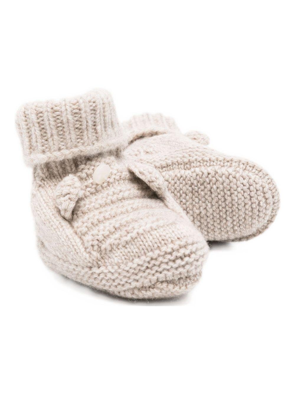 Scarpine primi passi per neonati Tartine Et Chocolat beige con lavorazione a maglia - Rubino Kids