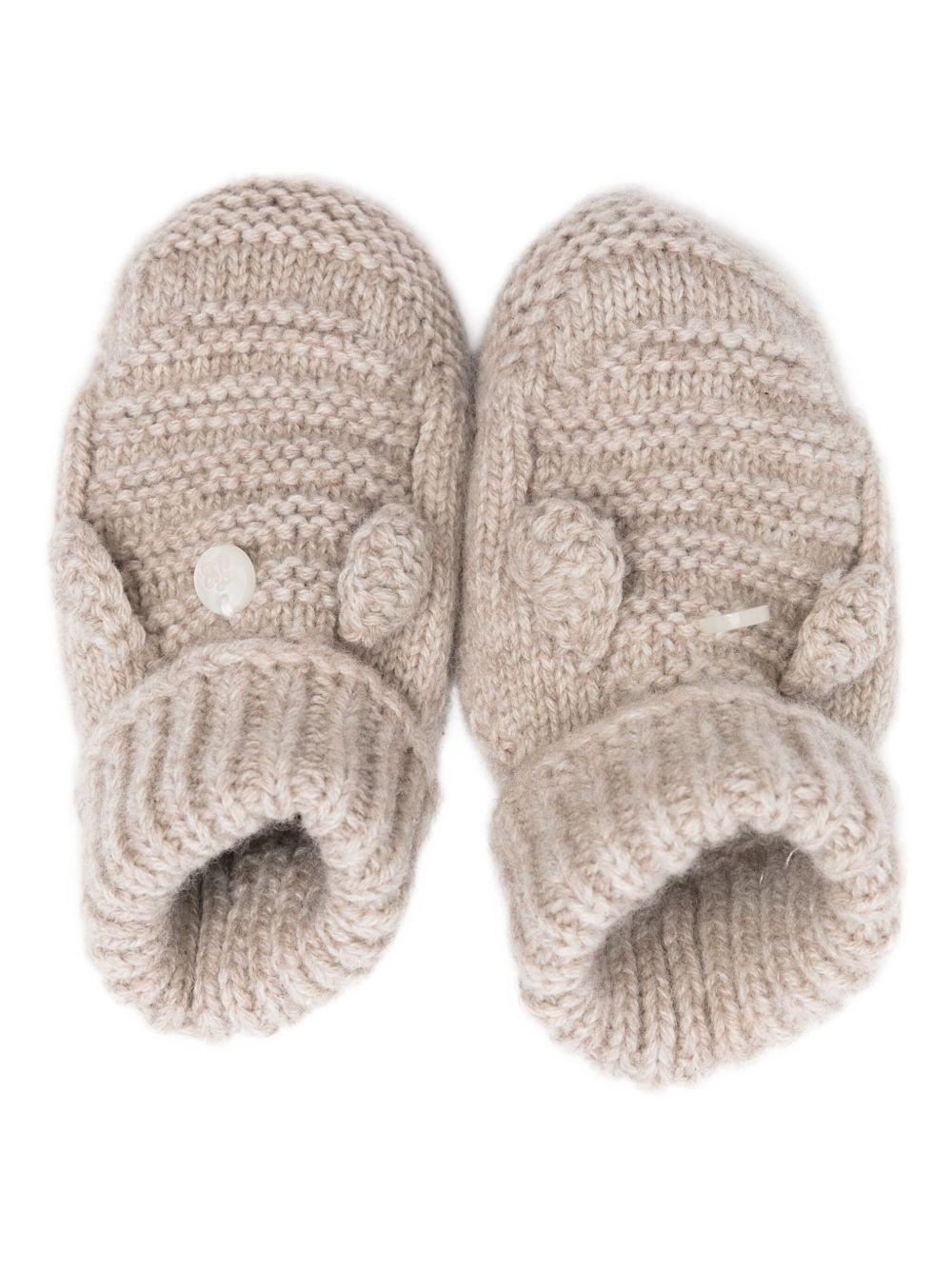 Scarpine primi passi per neonati Tartine Et Chocolat beige con lavorazione a maglia - Rubino Kids