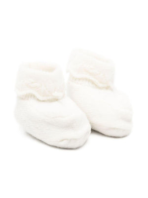 Scarpine primi passi per neonati Tartine Et Chocolat bianche con orli con ruches