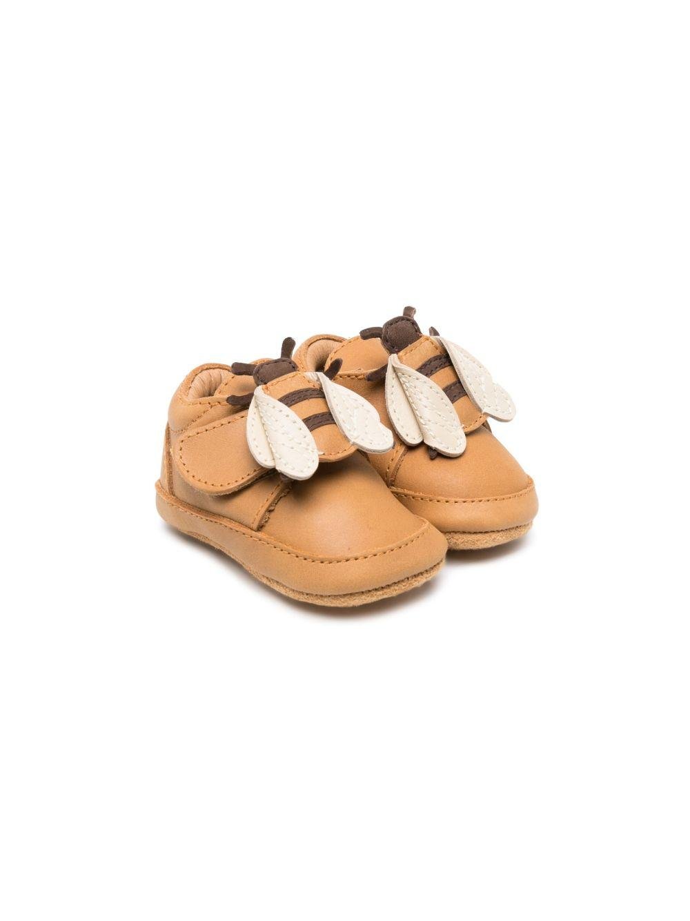 Scarpine primi passi per neonato Donsje marrone con chiusura a strappo - Rubino Kids