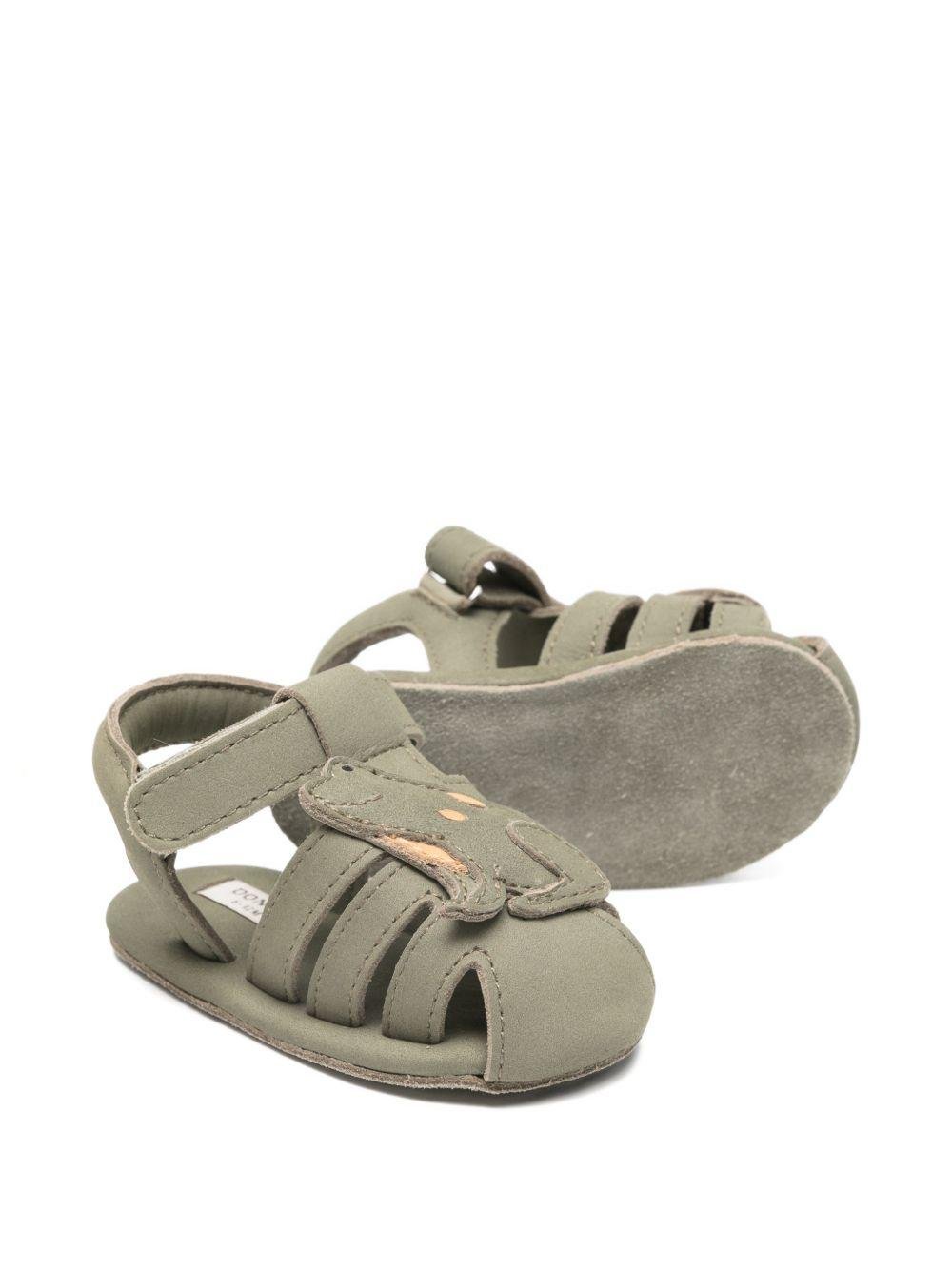 Scarpine primi passi per neonato Donsje verde con applicazione rana - Rubino Kids