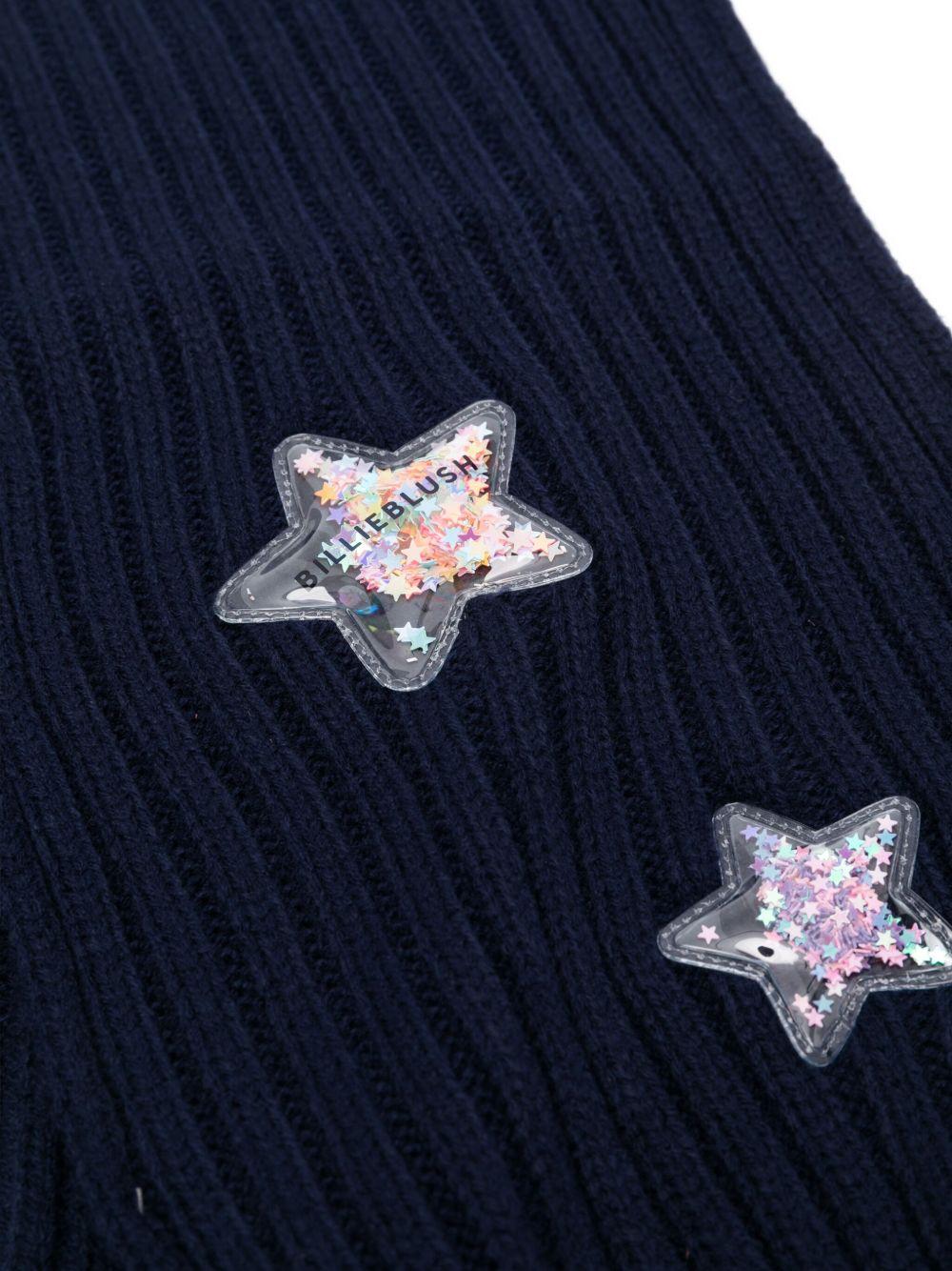 Sciarpa a coste per bambina Billieblush blu decorata con stelle con logo - Rubino Kids