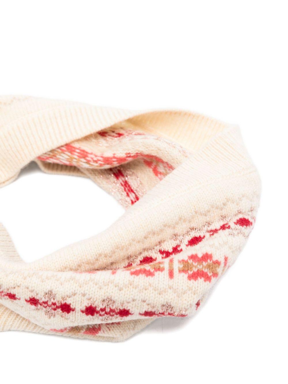 Sciarpa per bambina Bonpoint beige con motivo geometrico - Rubino Kids