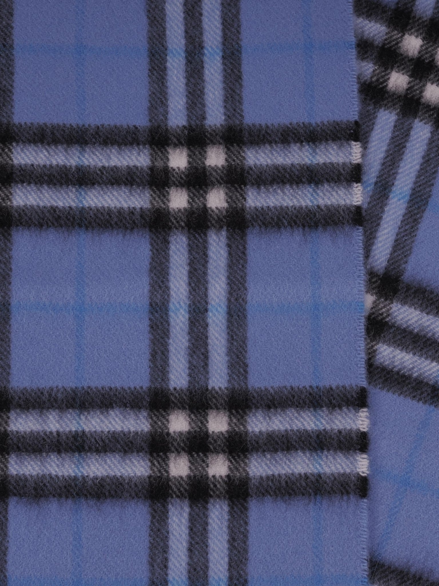 Sciarpa per bambino Burberry Kids blu con quadri a frangia - Rubino Kids