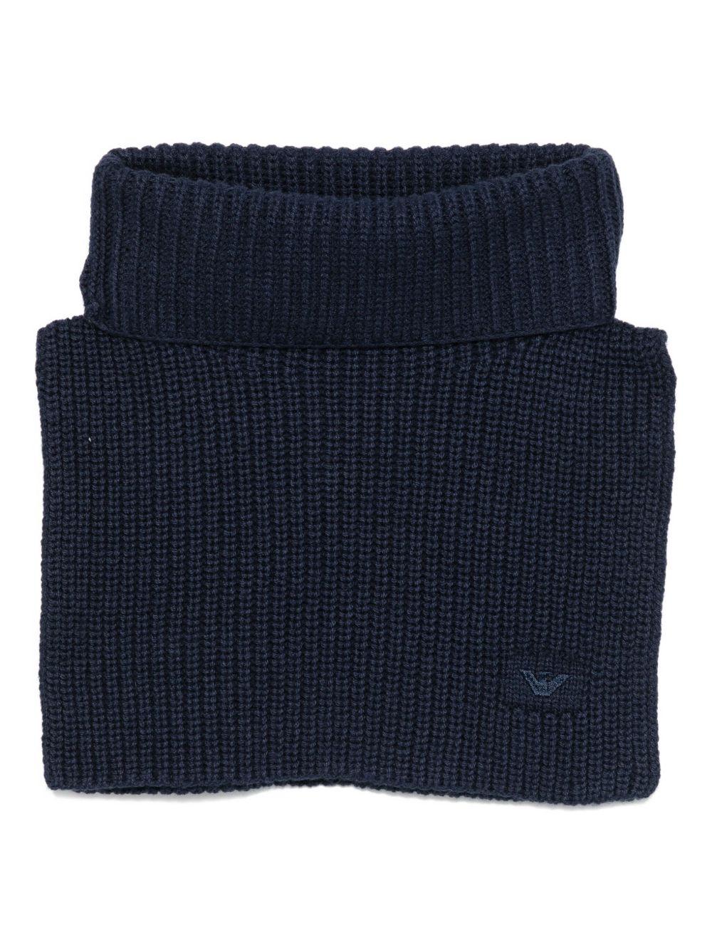 Sciarpa per bambino Emporio Armani Kids blu con motivo a coste - Rubino Kids