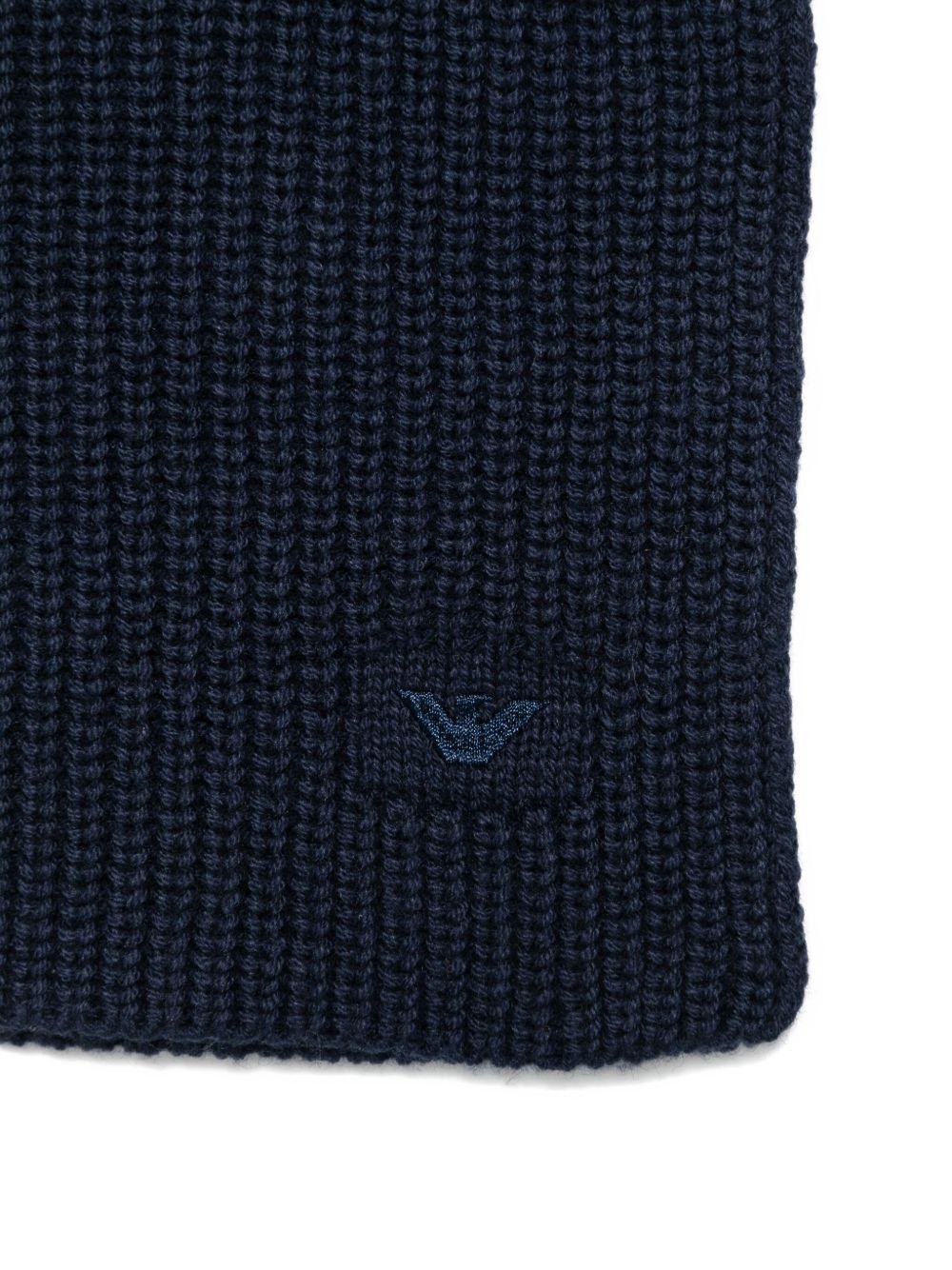 Sciarpa per bambino Emporio Armani Kids blu con motivo a coste - Rubino Kids