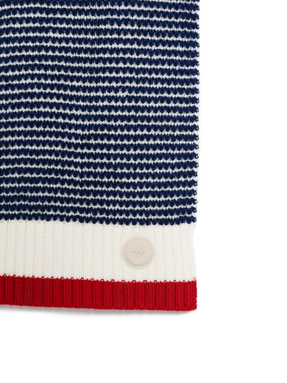 Sciarpa per bambino Emporio Armani Kids blu con strisce bianche - Rubino Kids