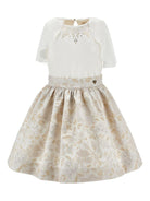 Set 2 pezzi per bambina Monnalisa beige con decorazione sullo scollo - Rubino Kids