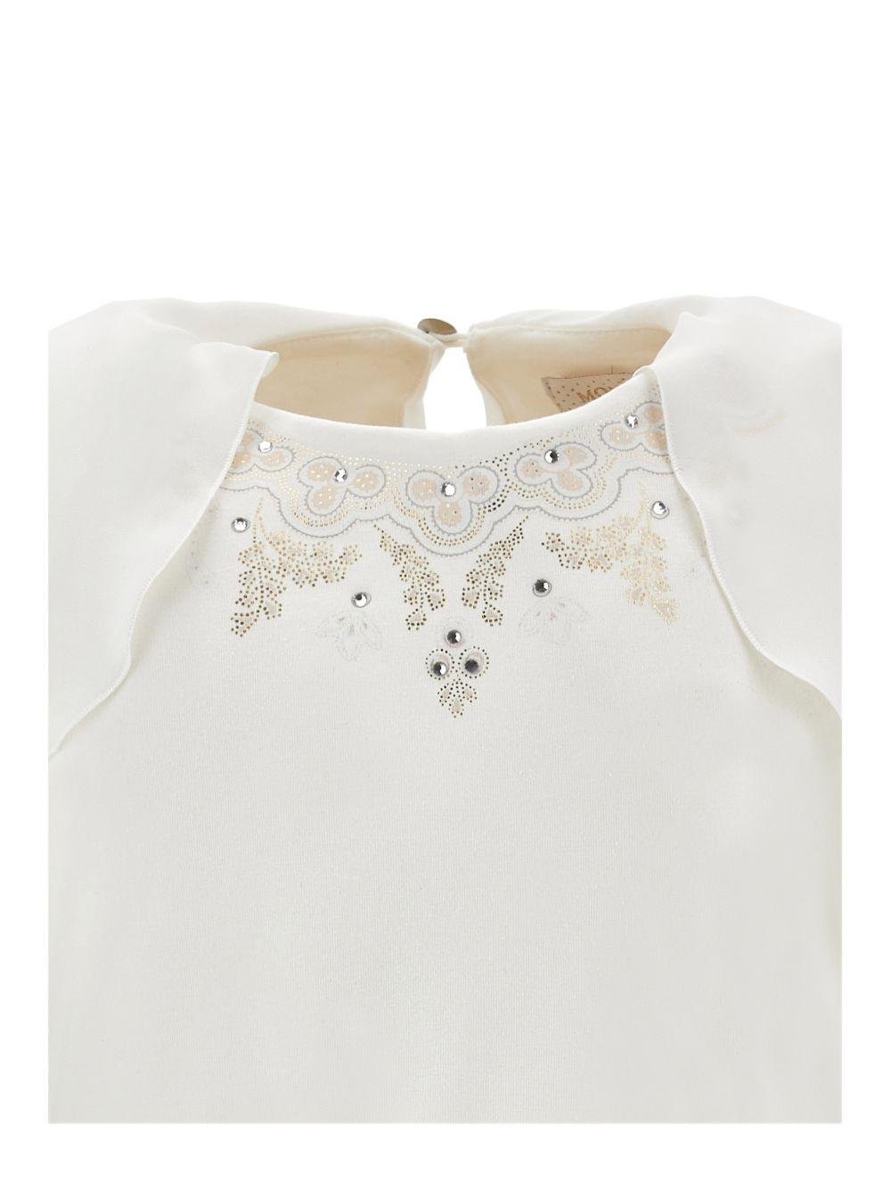 Set 2 pezzi per bambina Monnalisa beige con decorazione sullo scollo - Rubino Kids