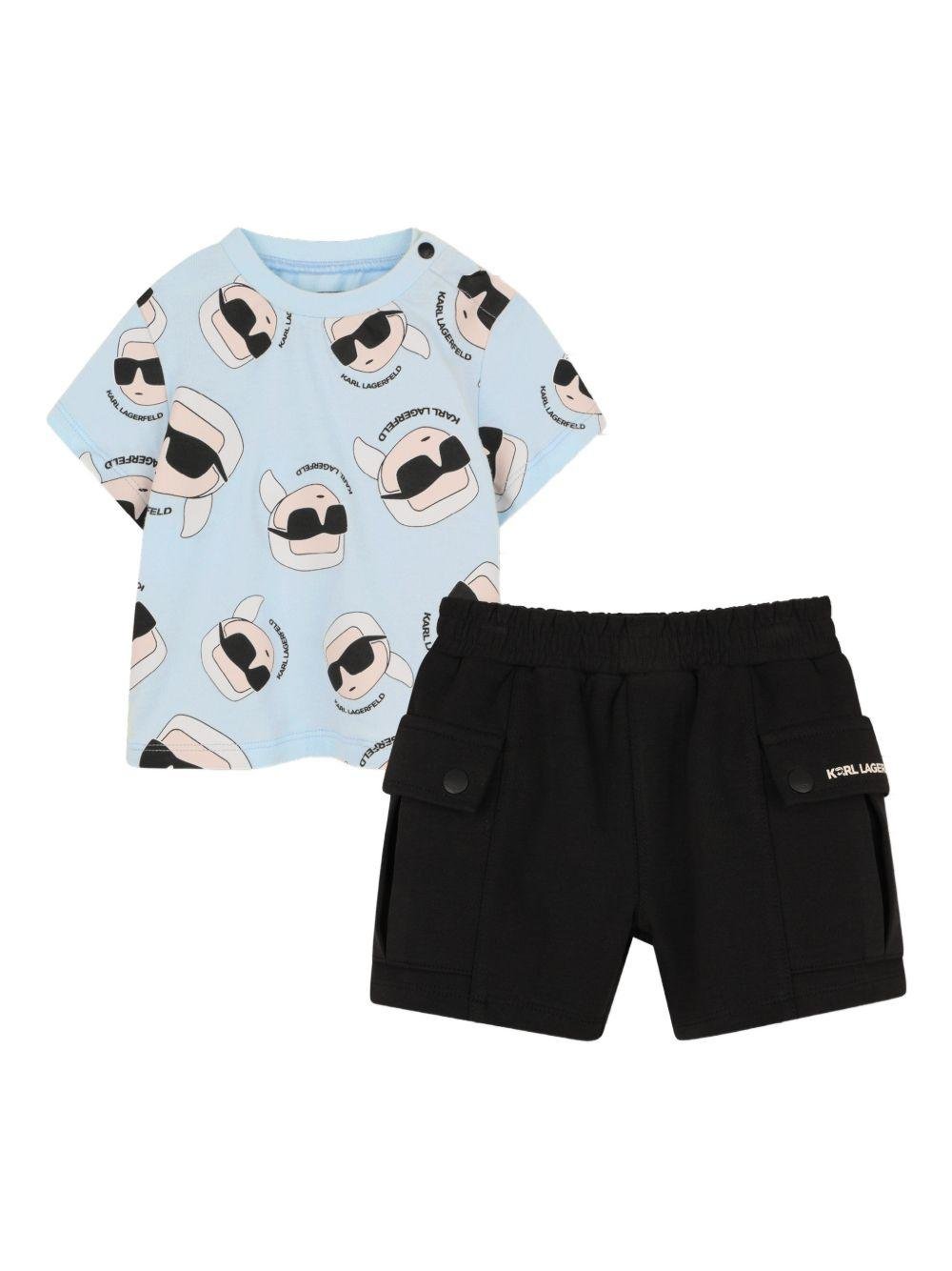 Set 2 pezzi per neonata Karl Lagerfeld Kids blu con stampa ikonik karl - Rubino Kids