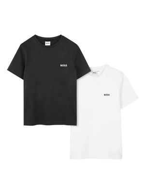 Set of 2 Boss Kids white/black T-shirts with logo detail